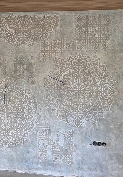 Wall decoration set for plaster and paint 23 (Round pattern 53 + Square pattern 2) 0.3-1 mm (N00023)