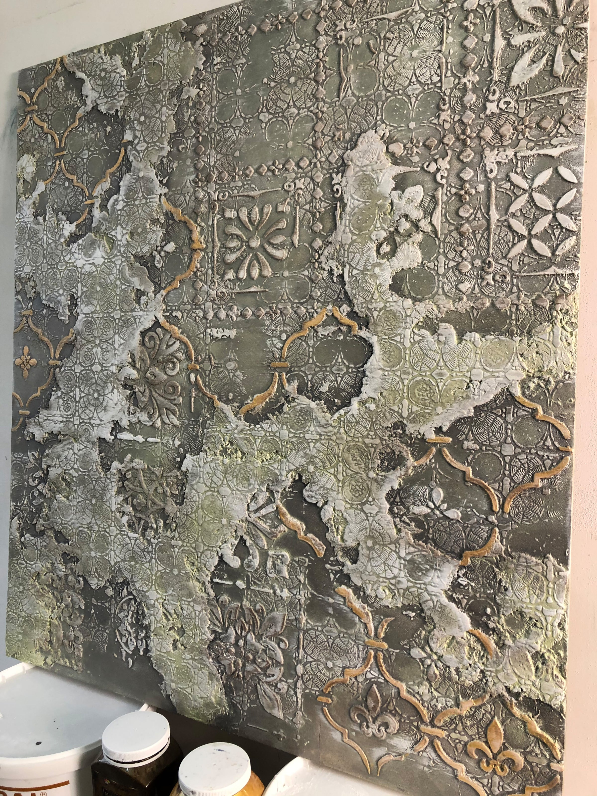 Wall decoration set for plaster and paint 24 (Square pattern 3 + Oriental pattern 2) 0.3-1 mm (N00024)