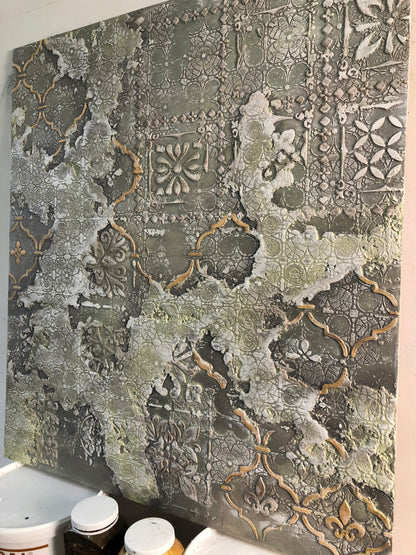 Wall decoration set for plaster and paint 24 (Square pattern 3 + Oriental pattern 2) 0.3-1 mm (N00024)