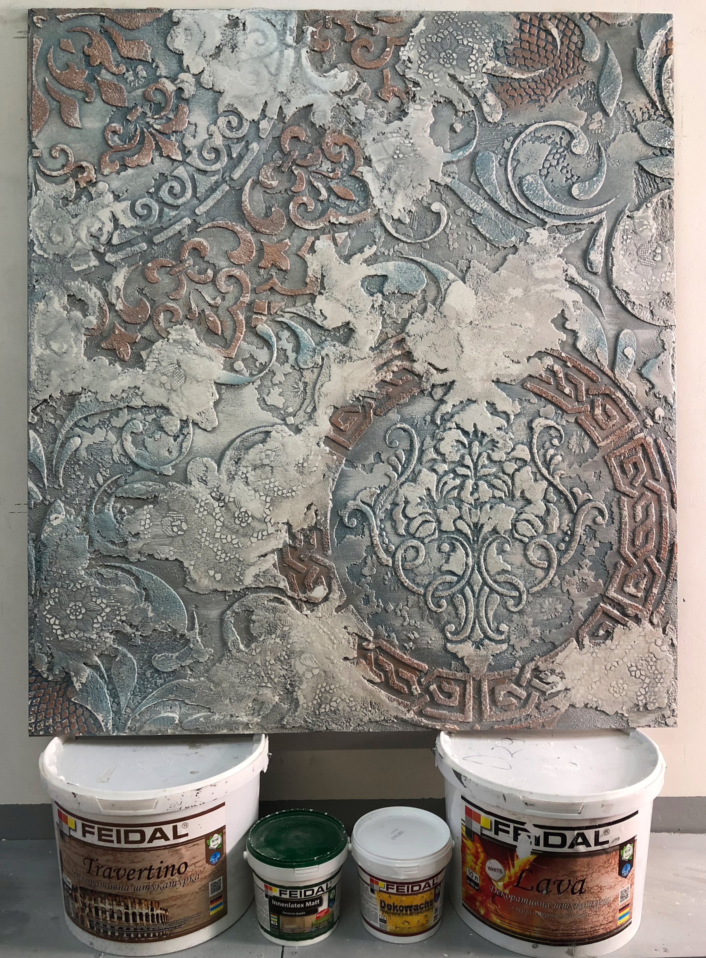 Wall decoration set for plaster and paint 31 (Round pattern 53 + Damask 4 + Oriental pattern 18) 0.3-1 mm (N00031)