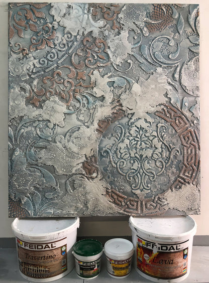 Wall decoration set for plaster and paint 31 (Round pattern 53 + Damask 4 + Oriental pattern 18) 0.3-1 mm (N00031)