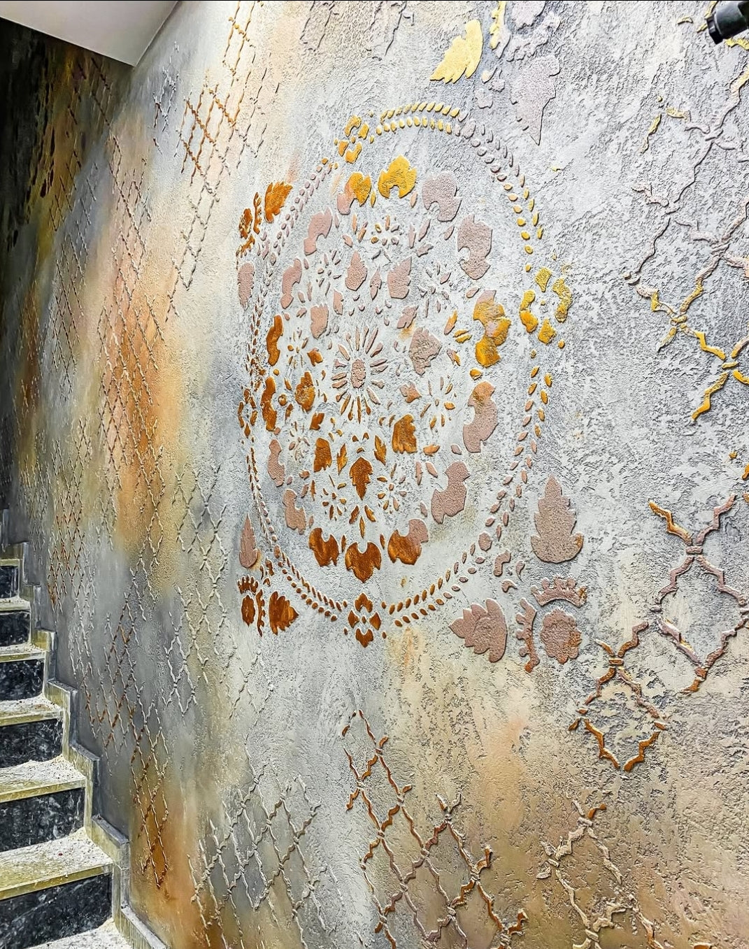 Wall decoration set for plaster and paint 36 (Square pattern 13 + Oriental pattern 1) 0.3-1 mm (N00036)