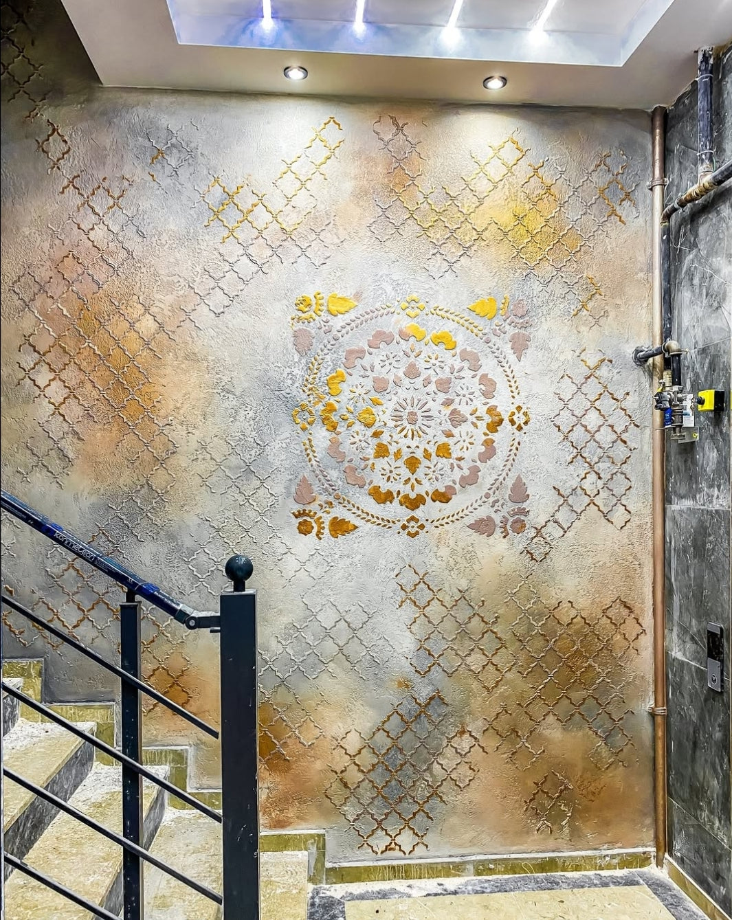 Wall decoration set for plaster and paint 36 (Square pattern 13 + Oriental pattern 1) 0.3-1 mm (N00036)