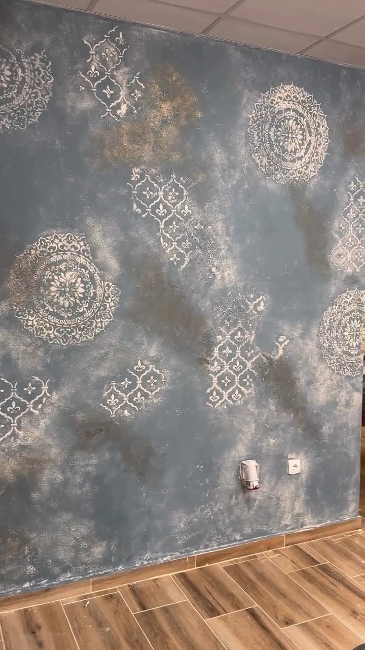 Set for plaster and paint wall decoration 5 Stencils DFA (Round pattern 6 + Oriental pattern 2) 0.3-1 mm (N00005)