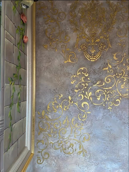Wall decoration set for plaster and paint 8 Stencils DFA (Oriental pattern 18 + Damask 26) 0.3-1 mm (N00008)