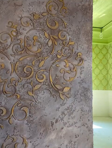 Wall decoration set for plaster and paint 8 Stencils DFA (Oriental pattern 18 + Damask 26) 0.3-1 mm (N00008)