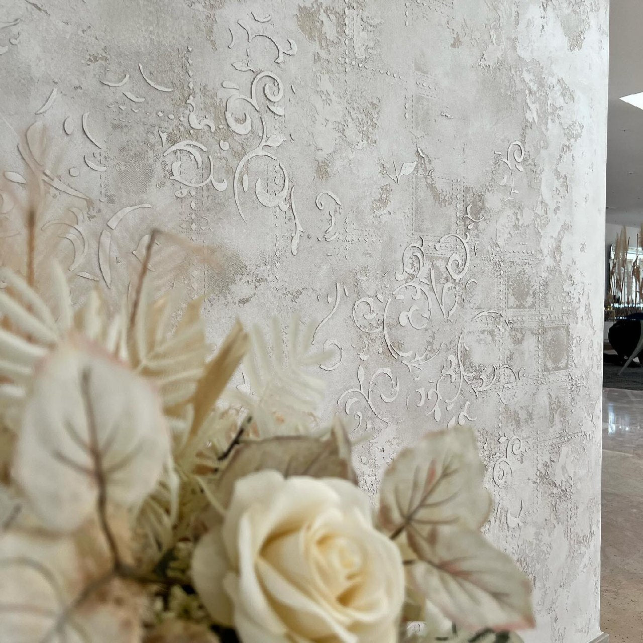 Wall decoration set for plaster and paint 8 Stencils DFA (Oriental pattern 18 + Damask 26) 0.3-1 mm (N00008)