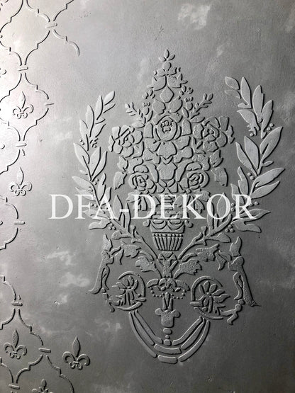 Wall decoration set for plaster and paint 8 Stencils DFA (Oriental pattern 18 + Damask 26) 0.3-1 mm (N00008)