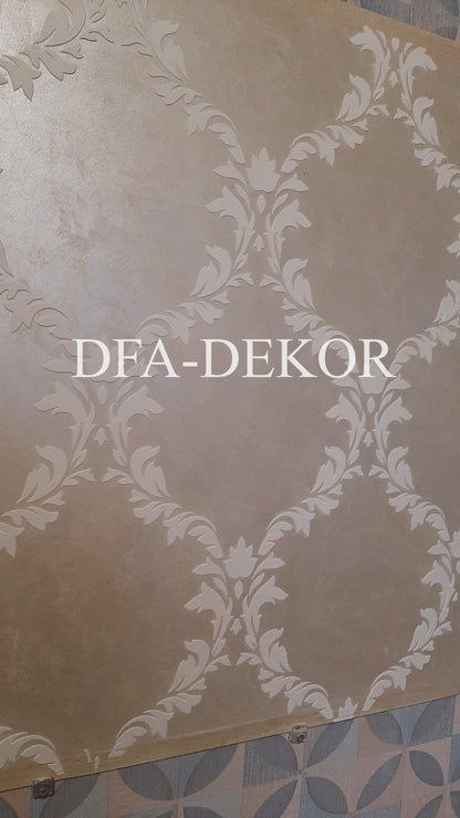 Wall decoration set for plaster and paint 9 Stencils DFA (Oriental pattern 5 + Damask 36) 0.3-1 mm (N00009)