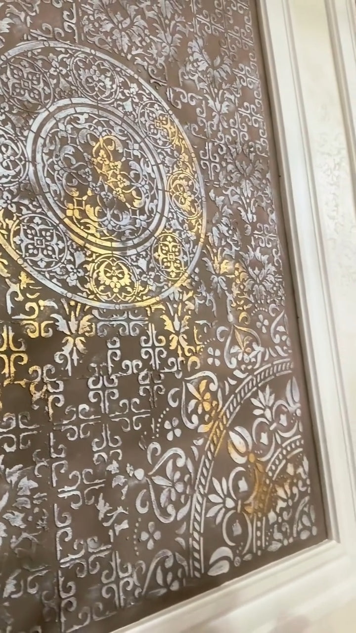 Set of 3 DFA stencils: Creative decor with Round and Oriental motifs for plaster and paint 0.3-1 mm (N00146)
