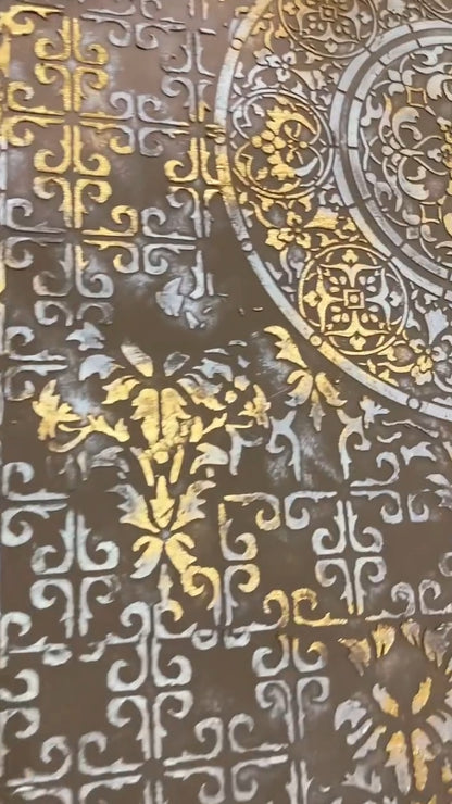 Set of 3 DFA stencils: Creative decor with Round and Oriental motifs for plaster and paint 0.3-1 mm (N00146)