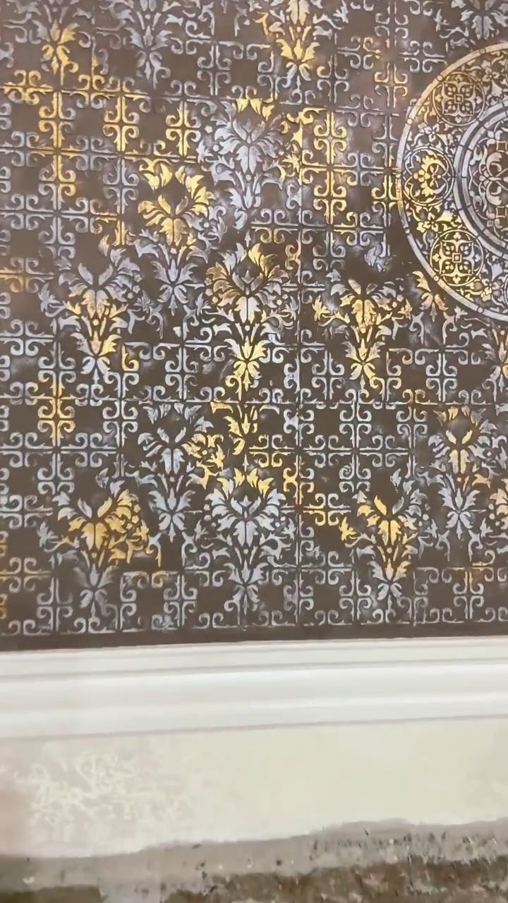 Set of 3 DFA stencils: Creative decor with Round and Oriental motifs for plaster and paint 0.3-1 mm (N00146)