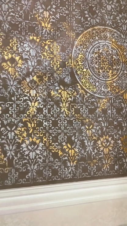 Set of 3 DFA stencils: Creative decor with Round and Oriental motifs for plaster and paint 0.3-1 mm (N00146)