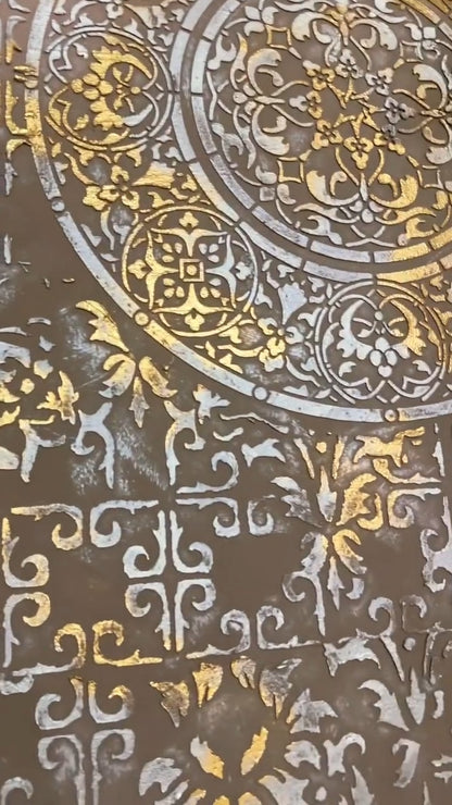 Set of 3 DFA stencils: Creative decor with Round and Oriental motifs for plaster and paint 0.3-1 mm (N00146)