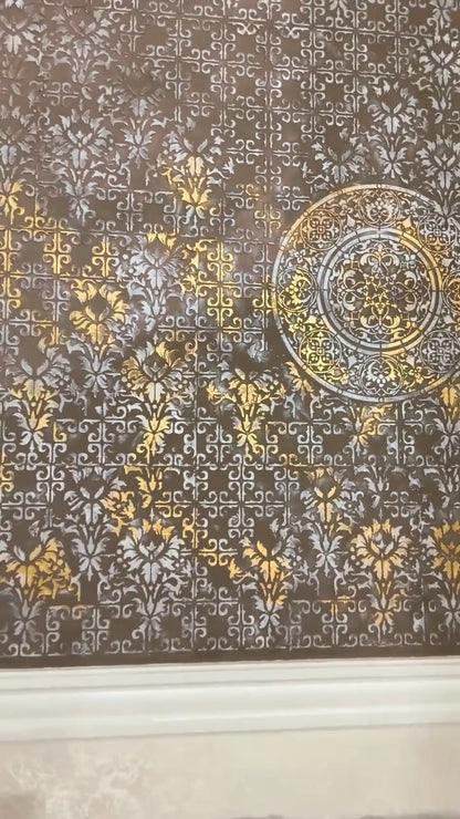 Set of 3 DFA stencils: Creative decor with Round and Oriental motifs for plaster and paint 0.3-1 mm (N00146)