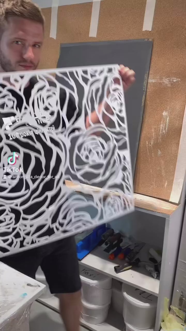 Stencil DFA for decoration Nature Rose for plaster and paint 0.3-1mm (P00017)