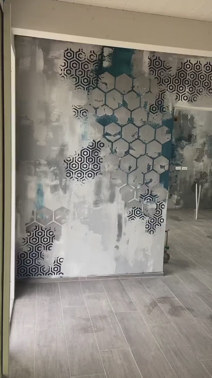 Stencils DFA set for wall decoration (Geometry 25 + Geometry 32) for plaster and paint 0.3-1 mm (N00062)