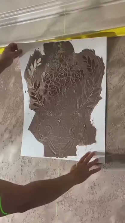Wall decoration set for plaster and paint 8 Stencils DFA (Oriental pattern 18 + Damask 26) 0.3-1 mm (N00008)