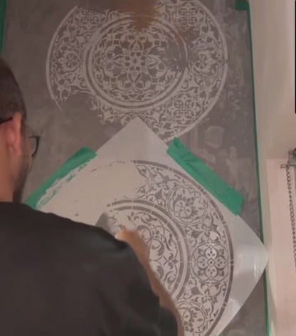 DFA stencils for decoration (Damask 3 + Round 14 + Geometry 25) for plaster and paint 0.3-1 mm (N00094)