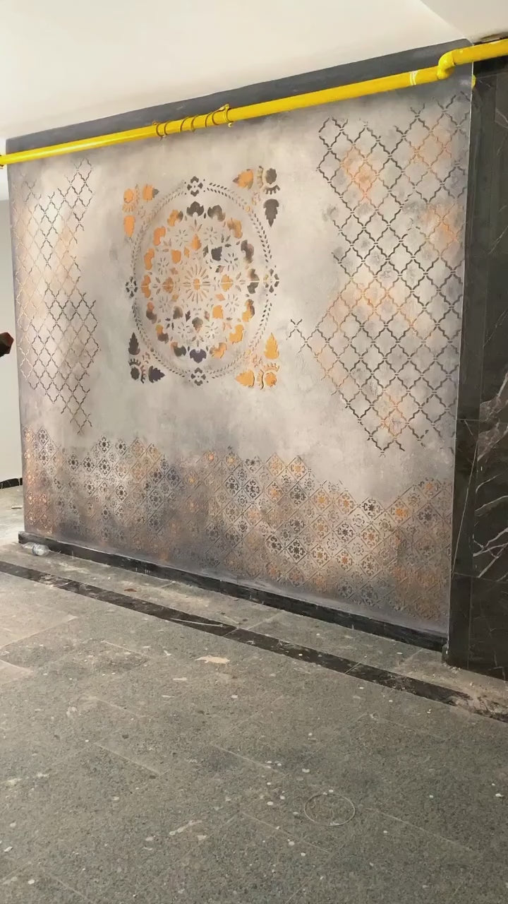 Wall decoration set for plaster and paint 36 (Square pattern 13 + Oriental pattern 1) 0.3-1 mm (N00036)