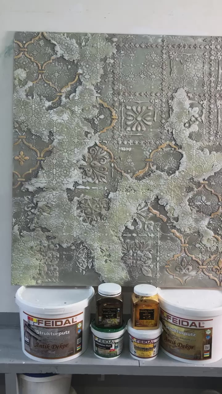 Wall decoration set for plaster and paint 24 (Square pattern 3 + Oriental pattern 2) 0.3-1 mm (N00024)