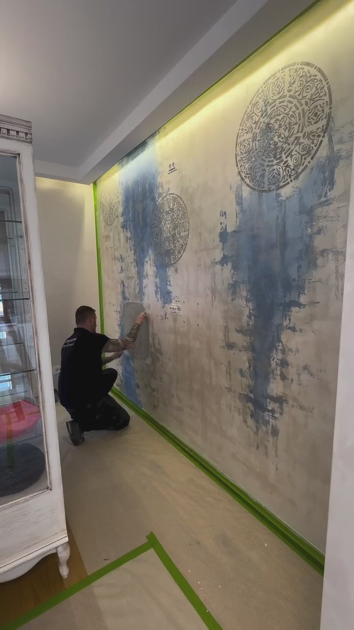 DFA stencils for wall decoration (Round 116 + Geometry 25) for plaster and paint 0.3-1 mm (N00047)