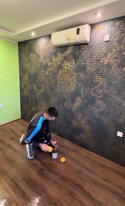 Wall decoration set for plaster and paint 19 DFA stencils (Round pattern 14 + Geometry 3 + Geometry 25) 0.3-1 mm (N00019)