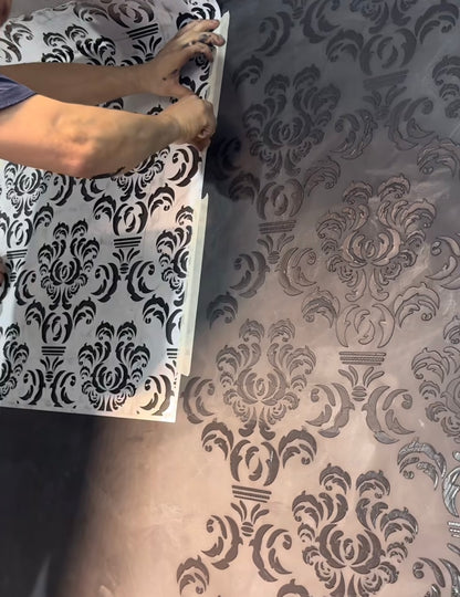 Reusable stencil DFA for decorative plaster and paint Oriental pattern 0.3-1mm (V00042)