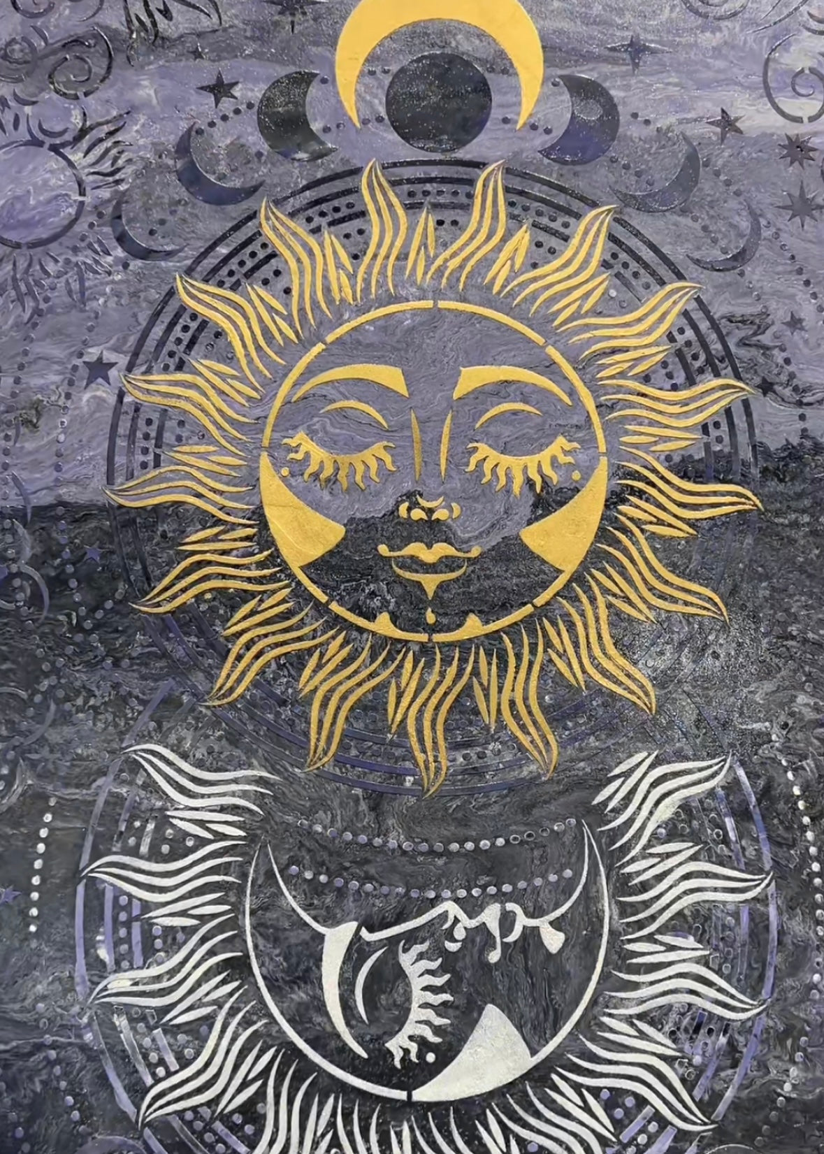 Create a magical interior: DFA stencil Moon and Sun for your home 0.3-1 mm (X00060)