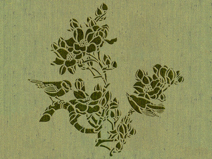 Create a spring mood with the DFA stencil Bird with flowers 0.3-1 mm (P00163)