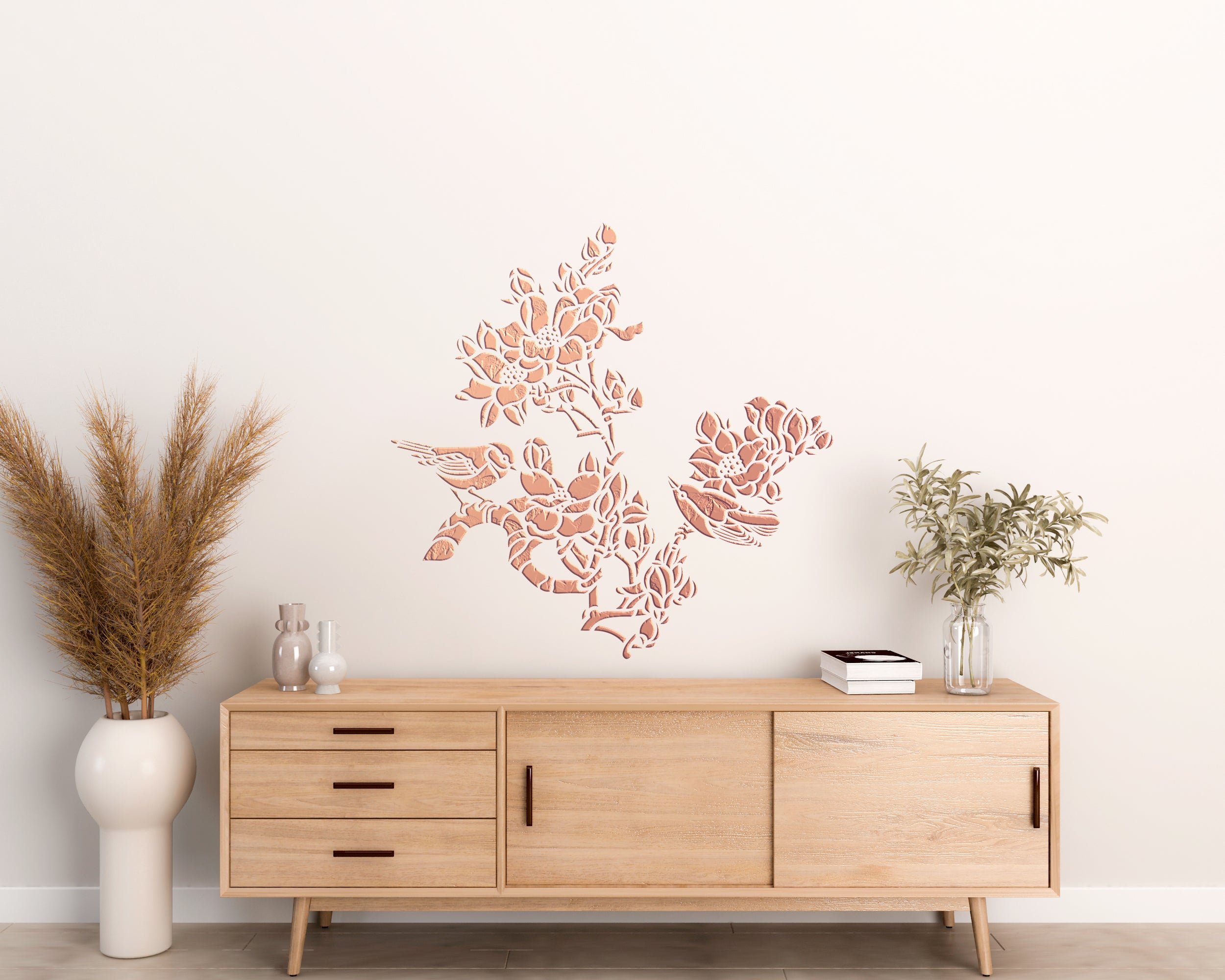 Create a spring mood with the DFA stencil Bird with flowers 0.3-1 mm (P00163)