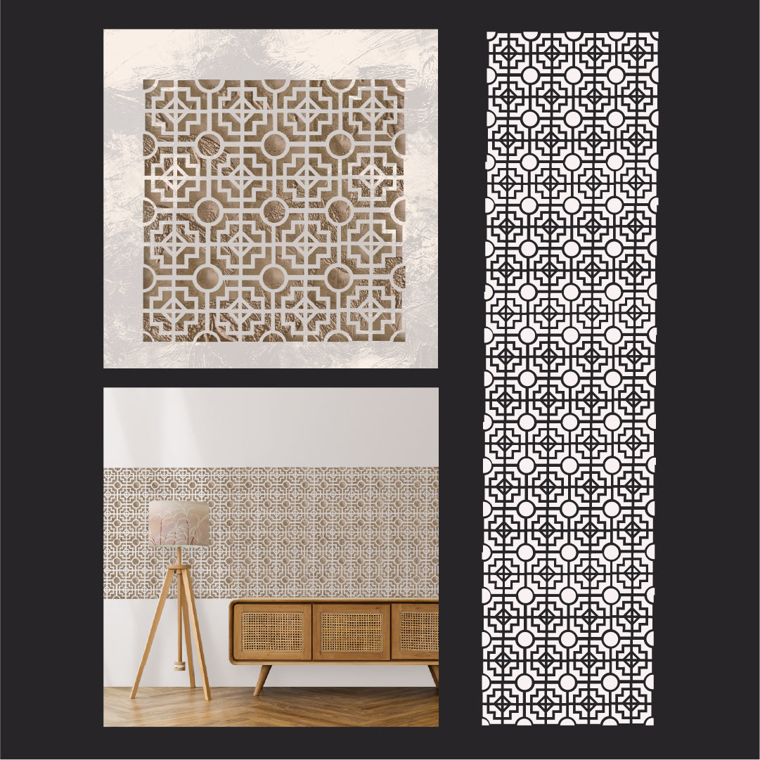 Create modern designs easily with the DFA Geometric Pattern 0.3-1 mm stencil (G00162)