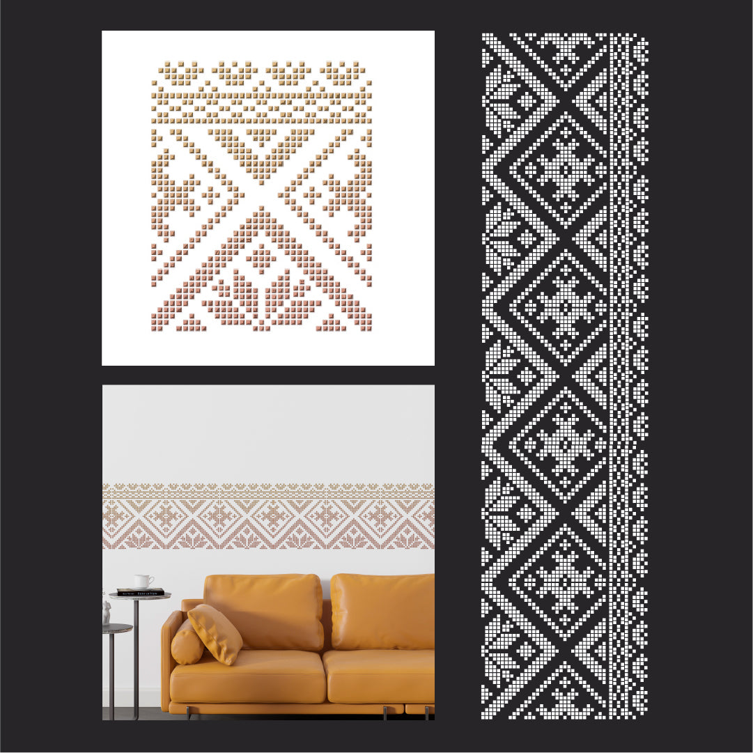 Traditional Ukrainian ornament: Vyshyvanka DFA stencil for exclusive decor 0.3-1 mm (Z00084)