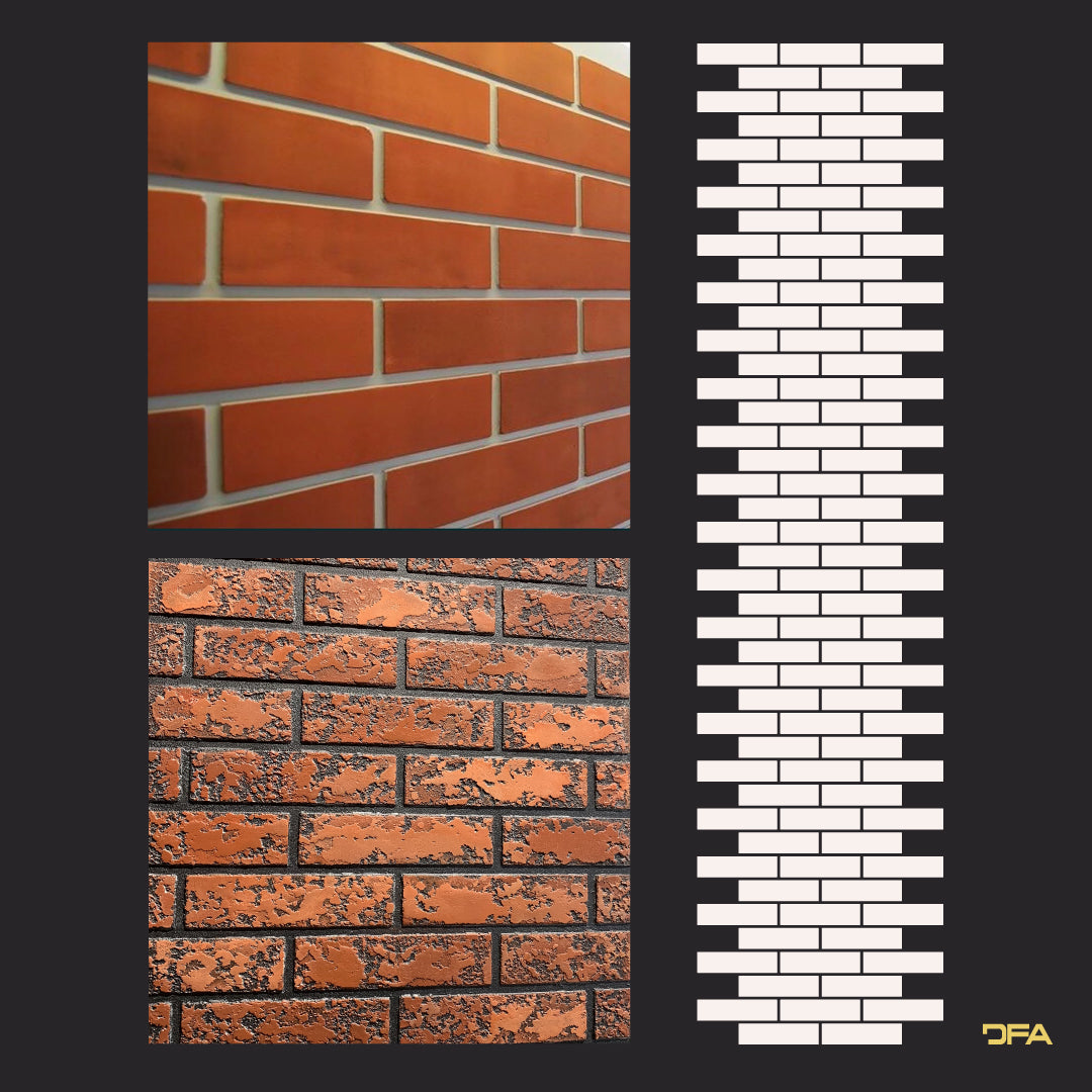 Stencil DFA Facade Bricks 2mm reusable for decorative plaster 39*78 6x25 + as a gift border and separate brick 25x6.5 (F00002)