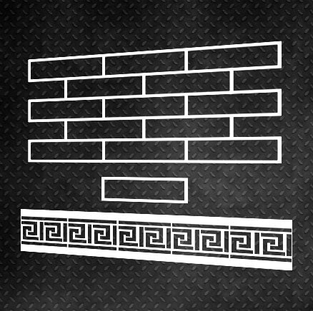 Stencil DFA Facade Bricks 2mm reusable for decorative plaster 39*78 6x25 + as a gift border and separate brick 25x6.5 (F00002)