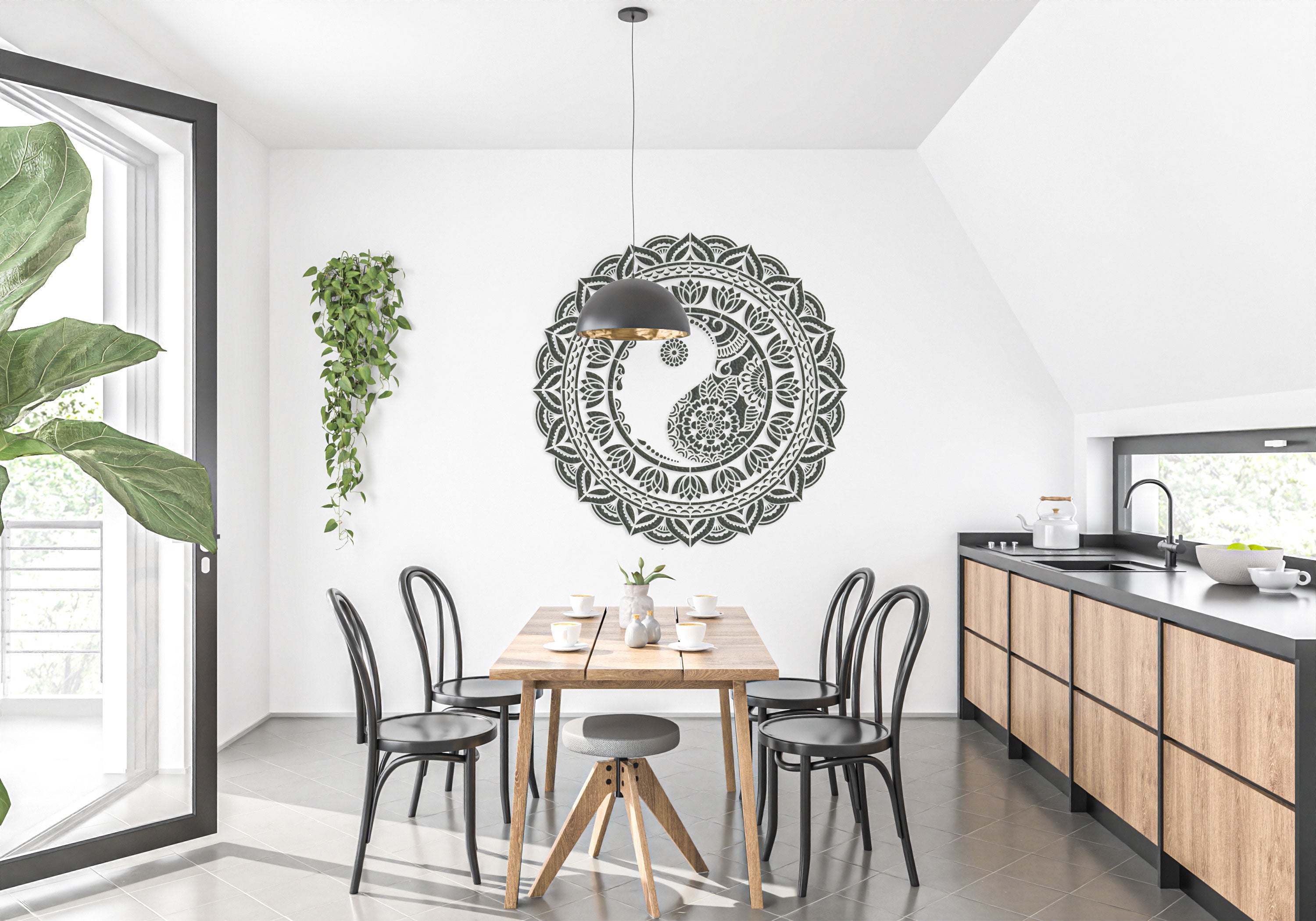 Stencil DFA for decoration Round pattern 73 Yin Yang for plaster and paint 0.3-1mm (C00073)