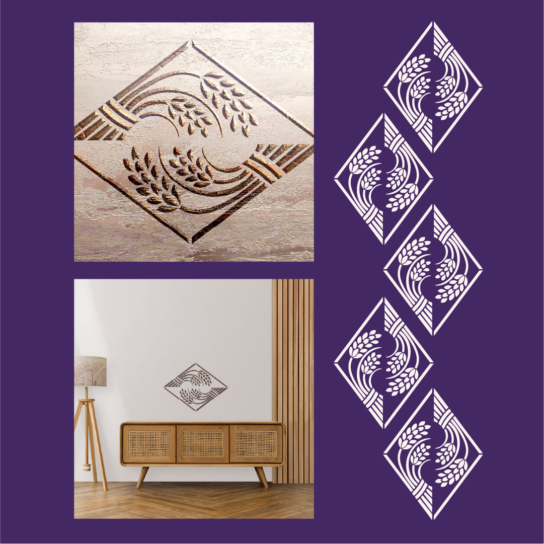 Stencil DFA Spikelets — lightness of natural patterns for stylish decor 0.3-1 mm (P00166)
