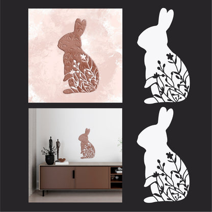DFA Stencil Rabbit with floral ornament – charm and nature in your interior 0.3-1 mm (P00174)