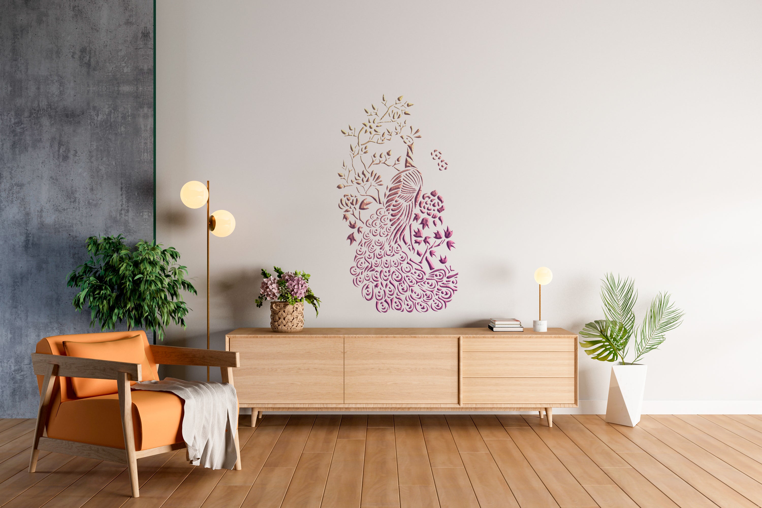 Stencil DFA Peacock: Luxurious decor for your interior 0.3-1 mm (J00056)