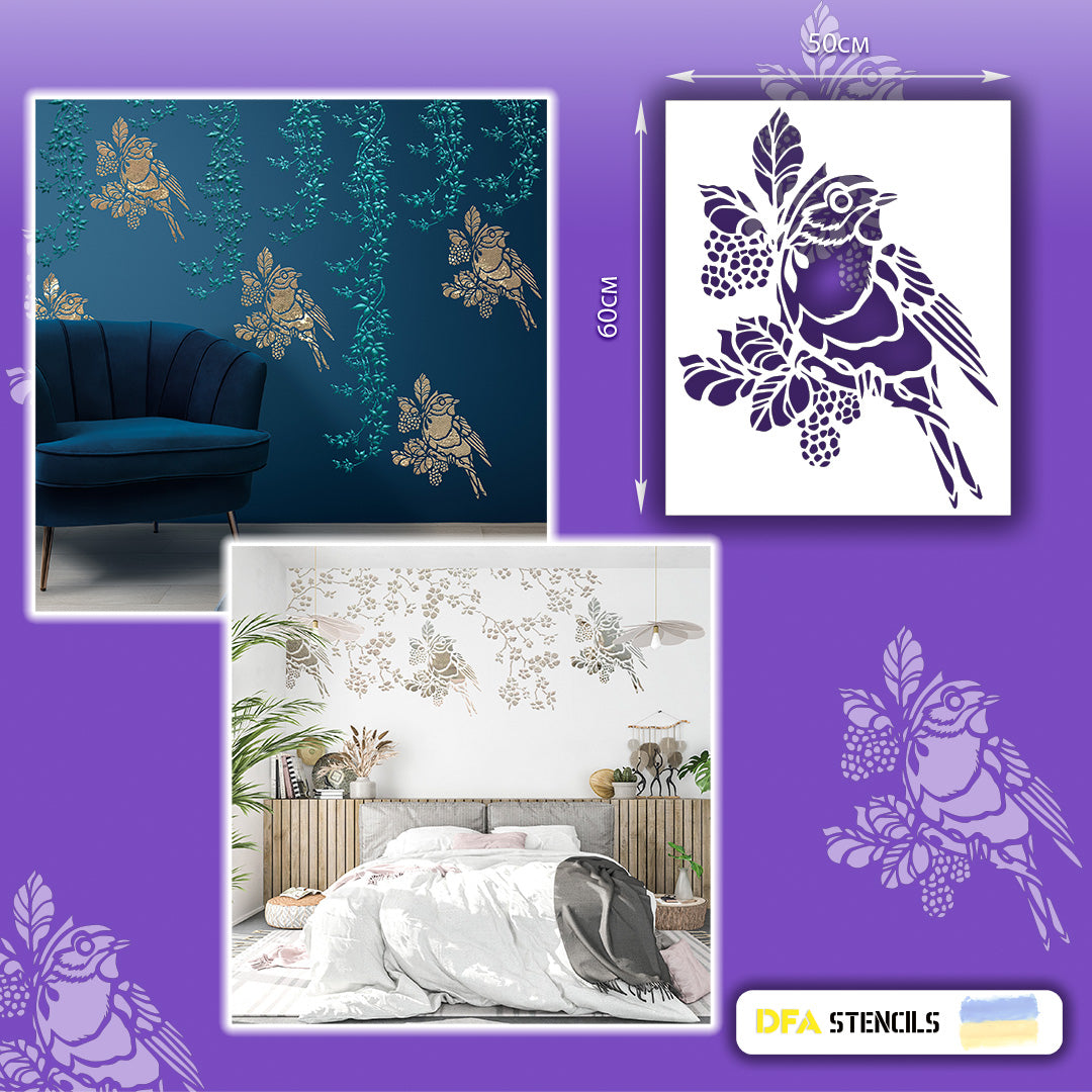 Stencil DFA Bird reusable for plaster and paint 0.3-1mm (J00033)