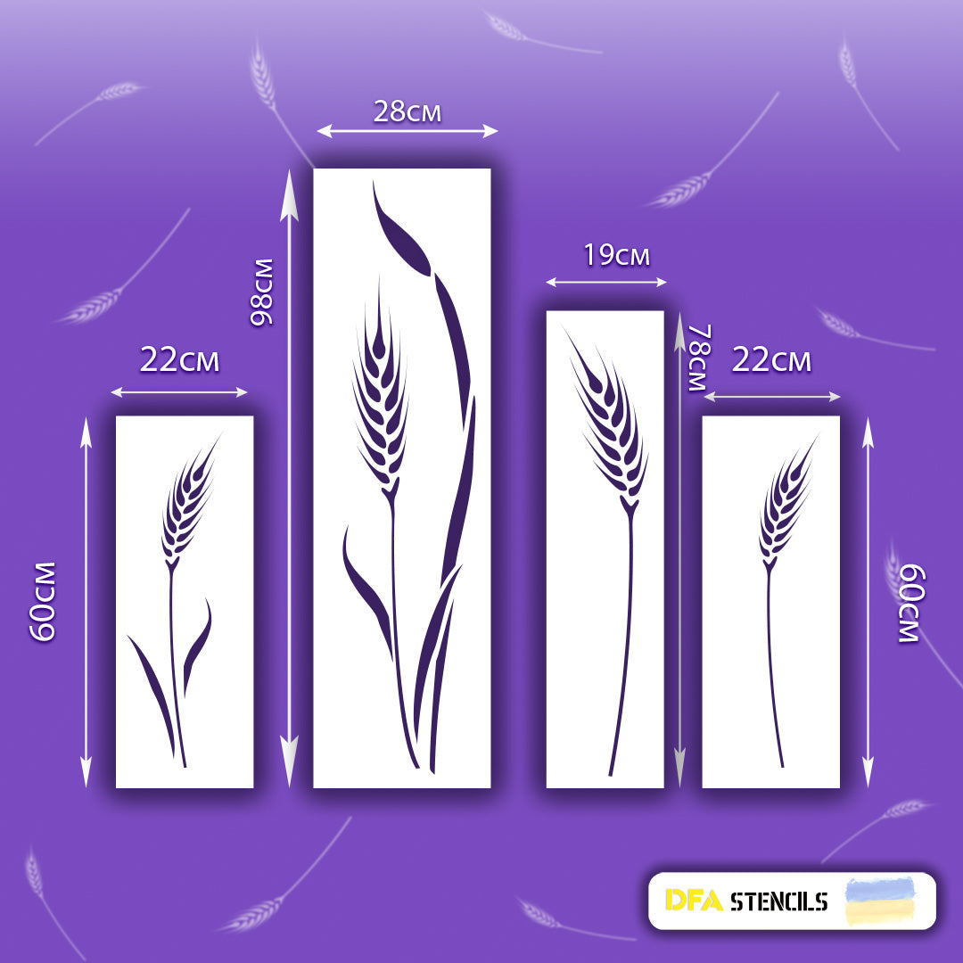 Reusable DFA stencil Priroda Spikelets for plaster and paint 0.3-1mm (P00118)