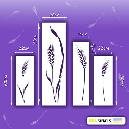 Reusable DFA stencil Priroda Spikelets for plaster and paint 0.3-1mm (P00118)