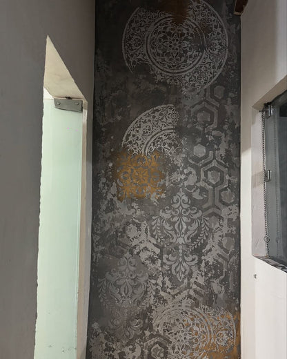 DFA stencils for decoration (Damask 3 + Round 14 + Geometry 25) for plaster and paint 0.3-1 mm (N00094)