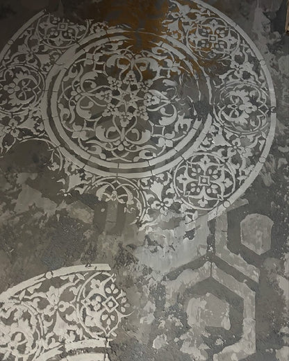 DFA stencils for decoration (Damask 3 + Round 14 + Geometry 25) for plaster and paint 0.3-1 mm (N00094)