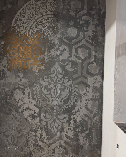 DFA stencils for decoration (Damask 3 + Round 14 + Geometry 25) for plaster and paint 0.3-1 mm (N00094)