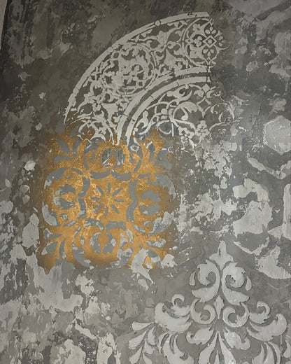 DFA stencils for decoration (Damask 3 + Round 14 + Geometry 25) for plaster and paint 0.3-1 mm (N00094)