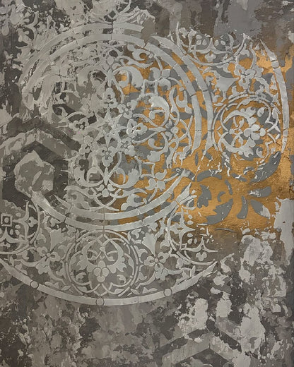 DFA stencils for decoration (Damask 3 + Round 14 + Geometry 25) for plaster and paint 0.3-1 mm (N00094)