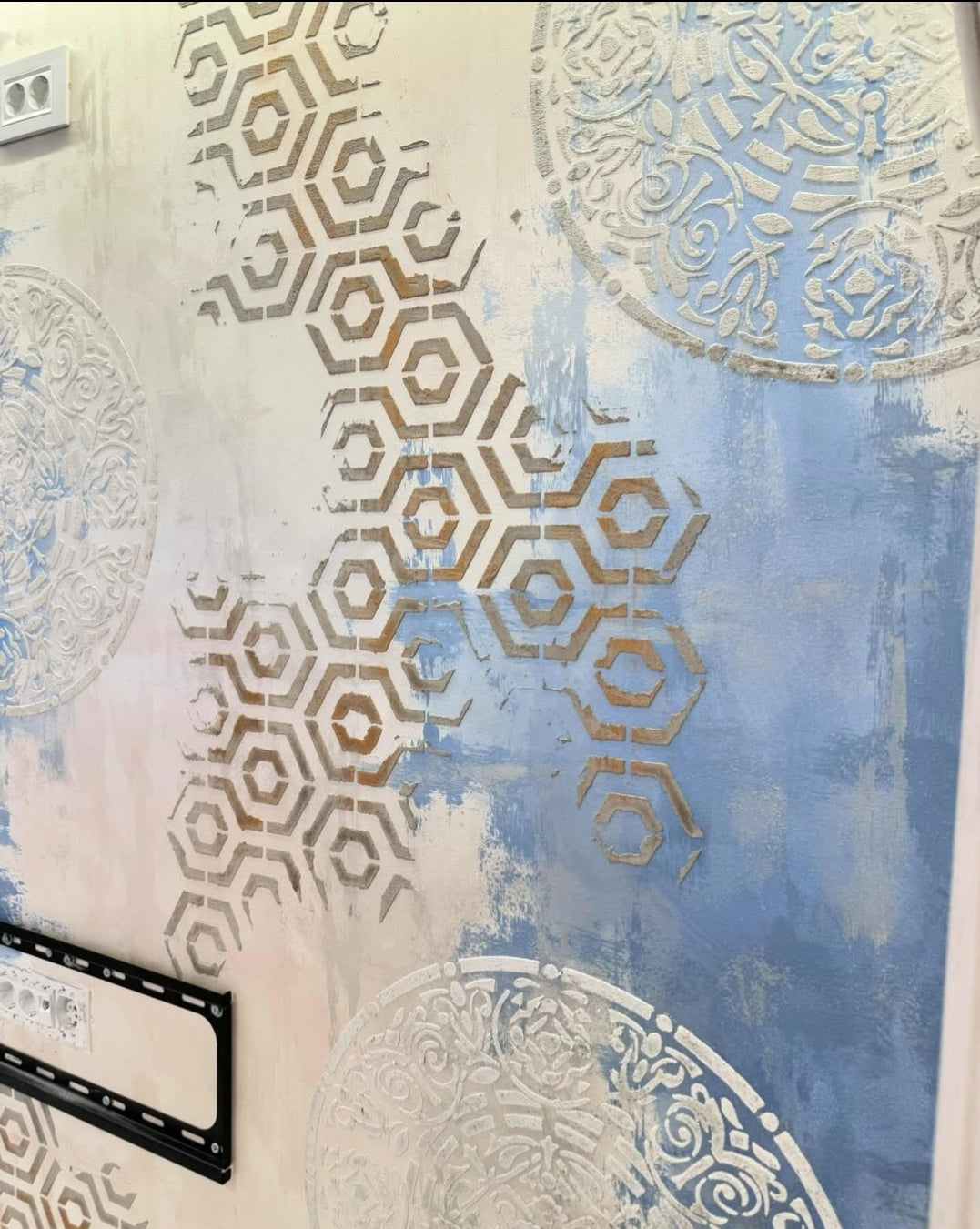 DFA stencils for wall decoration (Round 116 + Geometry 25) for plaster and paint 0.3-1 mm (N00047)