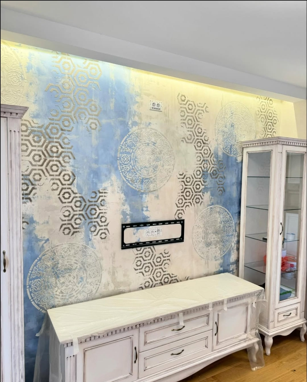 DFA stencils for wall decoration (Round 116 + Geometry 25) for plaster and paint 0.3-1 mm (N00047)