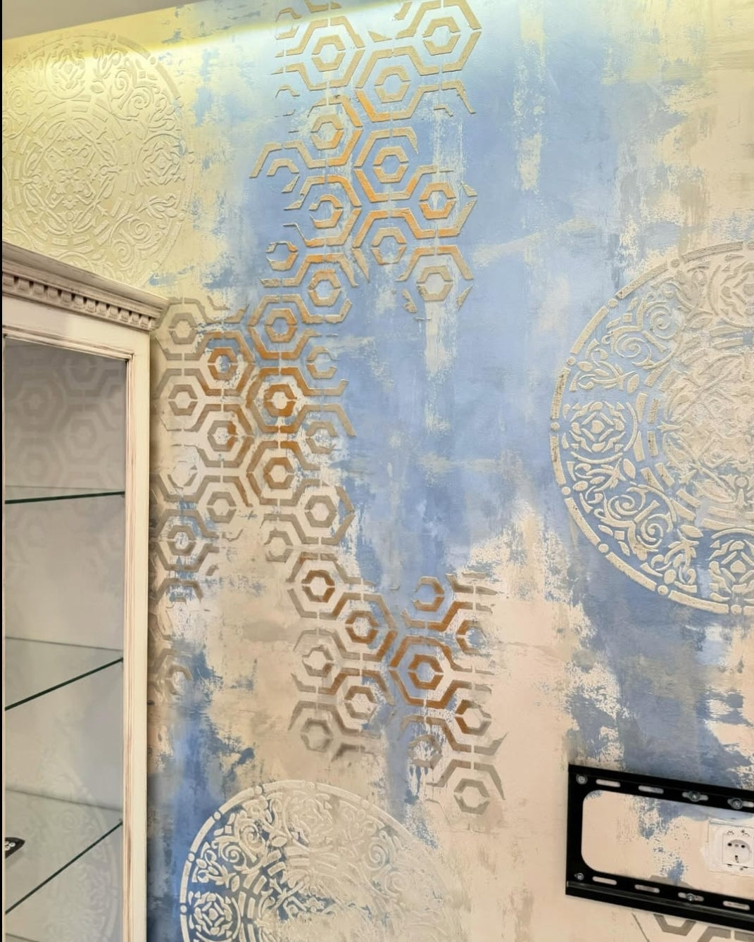 DFA stencils for wall decoration (Round 116 + Geometry 25) for plaster and paint 0.3-1 mm (N00047)